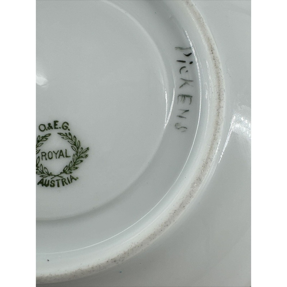 Tea Cup Saucer O&EG Royal Green w/Gold Trim Austria 6-Inch Diameter VTG Retired - Picture 8 of 10